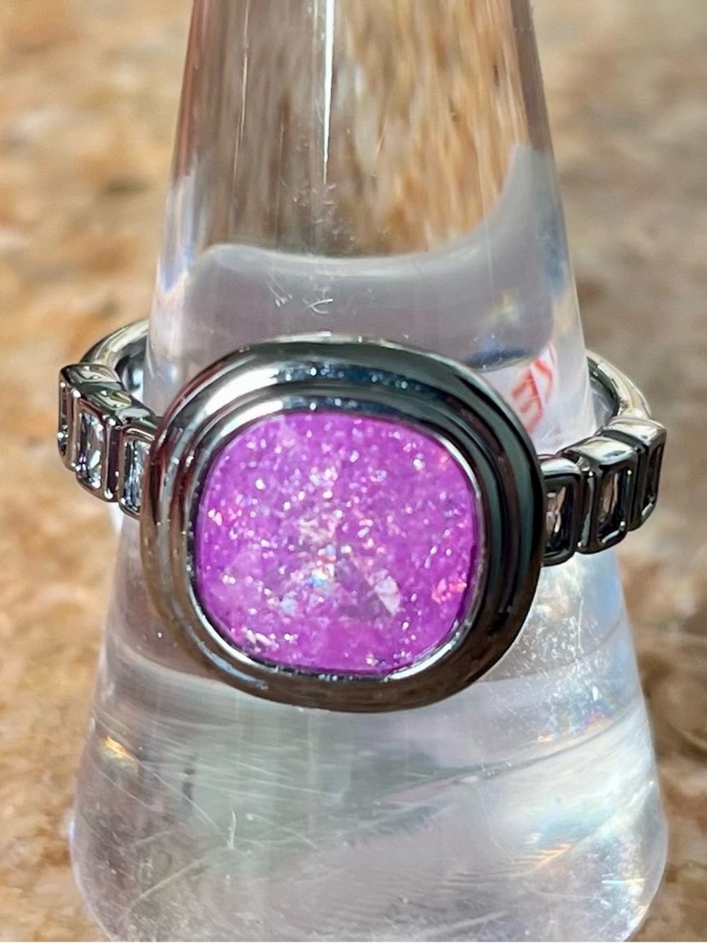 BP Size 10 Lavender Ice Crystal on Hematite Ring